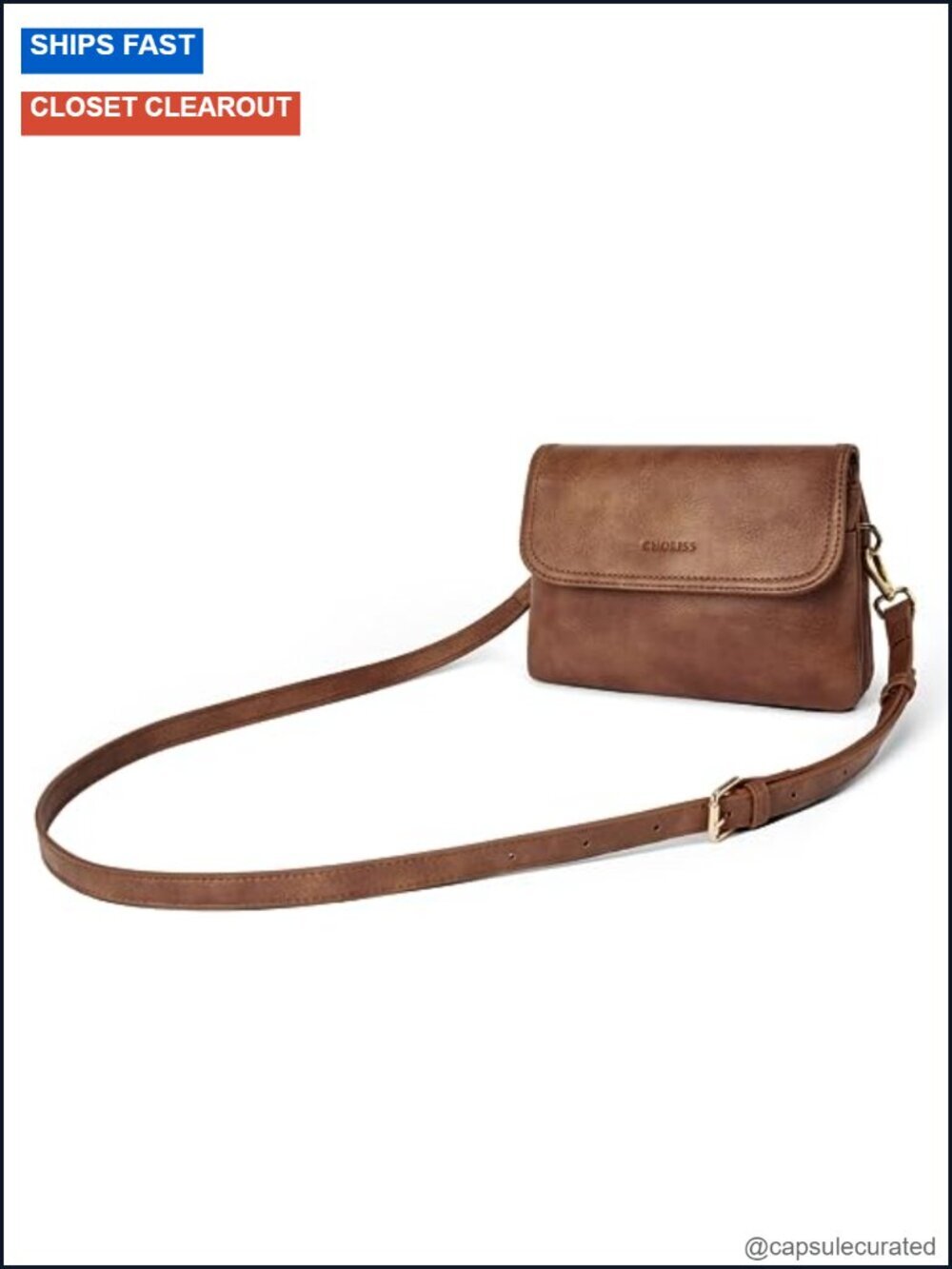Vegan Leather Crossbody Phone Purse, 3 Compartments Adjustable Strap Bag